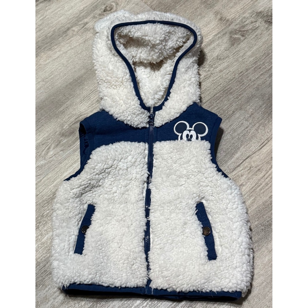 Disney Junior Mickey Mouse Toddler Size 18 month Zip Front Hooded Fleece Vest